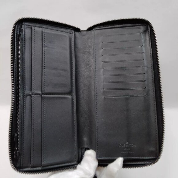$1695 Authentic LOUIS VUITTON Made in SPAIN CA4270 Black Zip Around Long Wallet - Picture 3 of 12